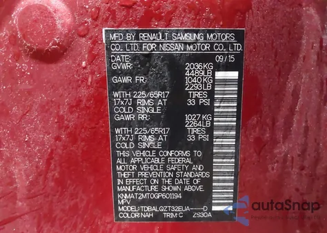 2016 Nissan Rogue S/Sl/Sv z USA, uszkodzony, nr VIN KNMAT2MT0GP601194